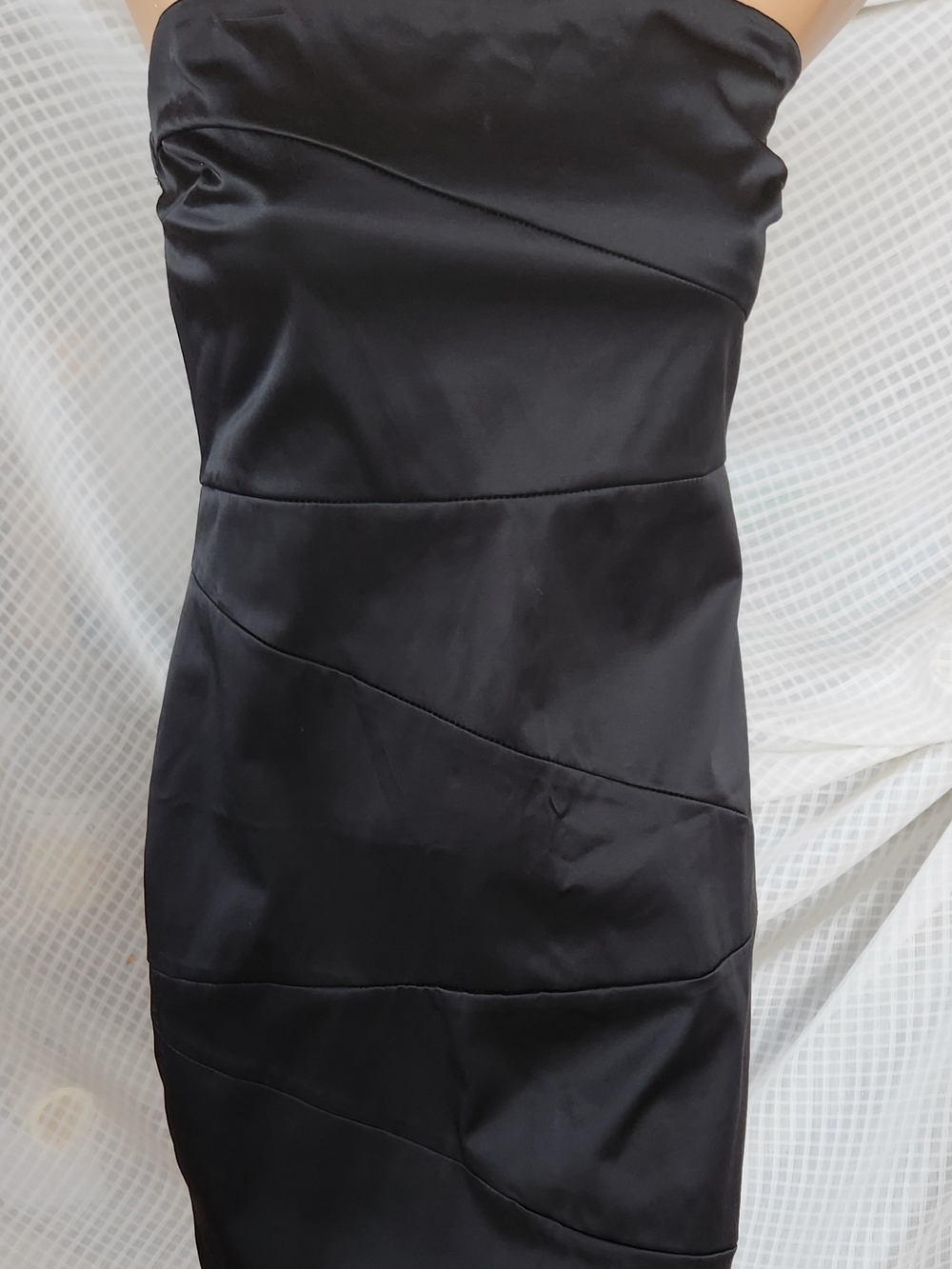 Wishes Wishes Wishes Strapless Black Satin Cocktail Dress